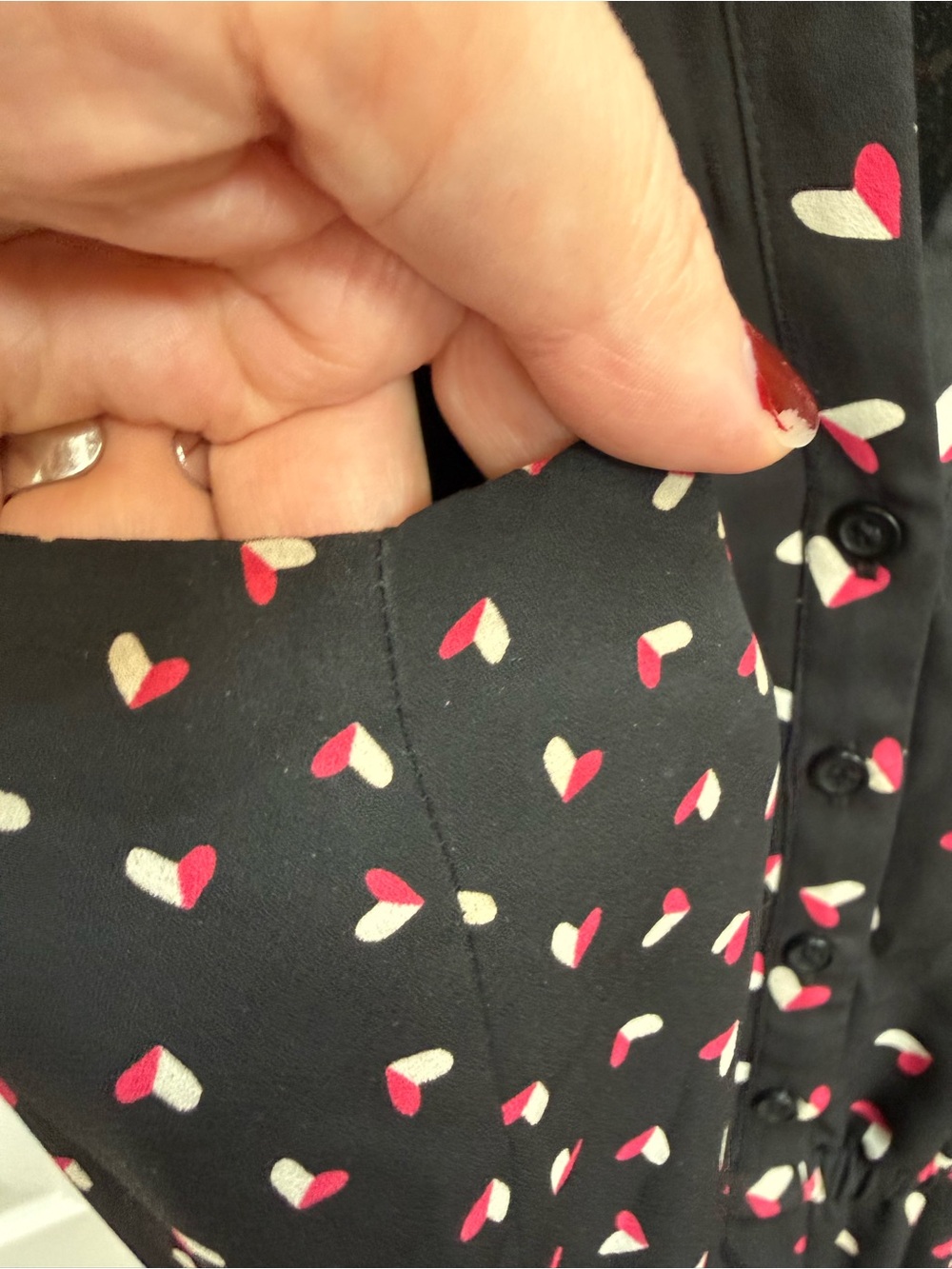 Maison Jules Black Midi Dress with Pink Heart Print - Picture 4 of 12